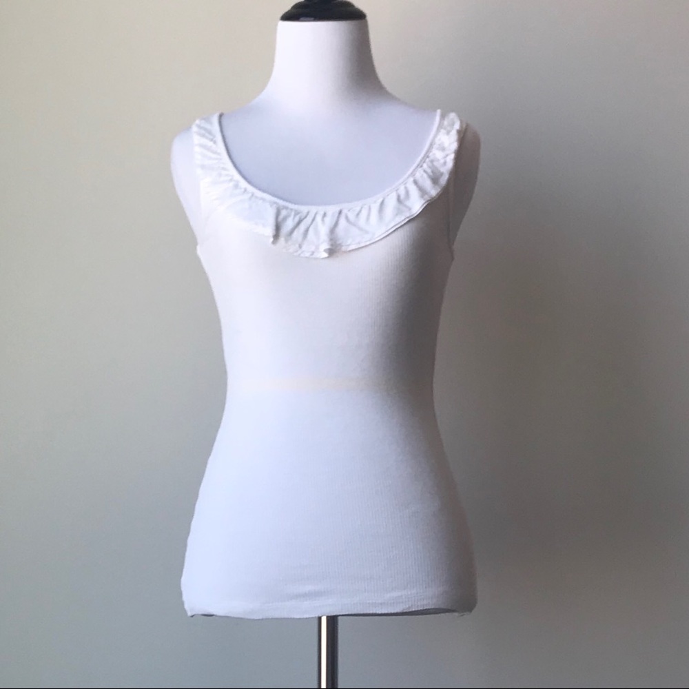CLOSING SALE White J. Crew Tank with Ruffle